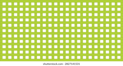 Lime Green White Checkered Grid Pattern with Repeating Geometric Squares and Seamless