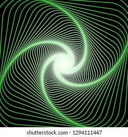 LIME Green - White color themed Curved spiral vortex geometric abstract line