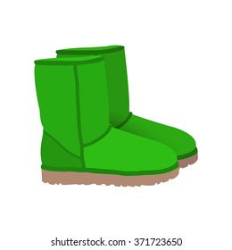 Lime green winter short boots vector