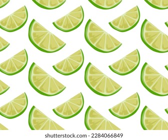 Lime halves of different sizes. Seamless pattern in vector. Popular pattern with fruits. Suitable for print and background.