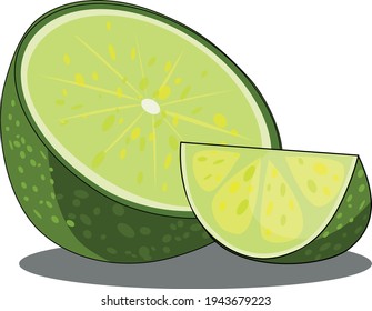 Lime halves illustration. Ingredient for the dish.