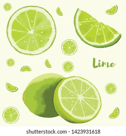 Lime Hand Painted Watercolor Doodles