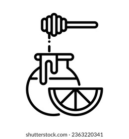 Lime Honey Symbol. Einfaches Design. Zeilenvektor. Einzeln auf weißem Hintergrund.