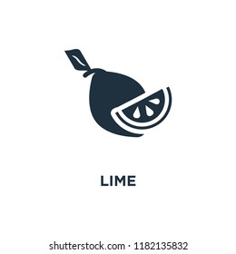 Lime icon. Black filled vector illustration. Lime symbol on white background. Can be used in web and mobile.