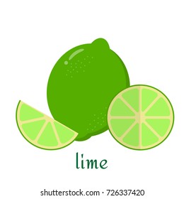 Lime icon in flat style. Isolated object, logo. Fruit from the farm. Organic food. Vector illustration.