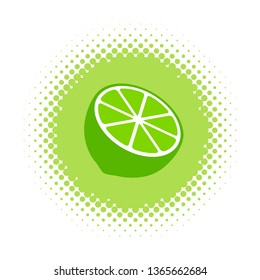 Icono de cal en forma redonda de semitono. Ilustración del vector
