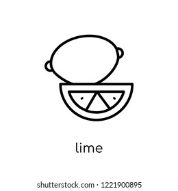 lime icon. Trendy modern flat linear vector lime icon on white background from thin line Fruit and vegetables collection, outline vector illustration