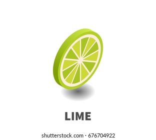 Lime icon, vector symbol in isometric 3D style isolated on white background.