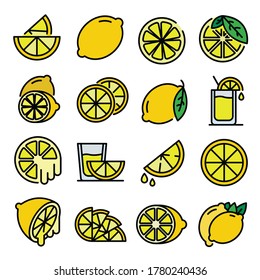 Lime icons set. Outline set of lime vector icons thin line color flat on white