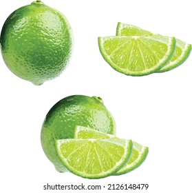 Lime isolated on the white background.