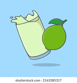 Lime Juice Cartoon Vector Illustration. Lime Juice Flat Icon Outline