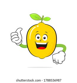 The Lime juice character smiles raising a thumb on a white background -vector