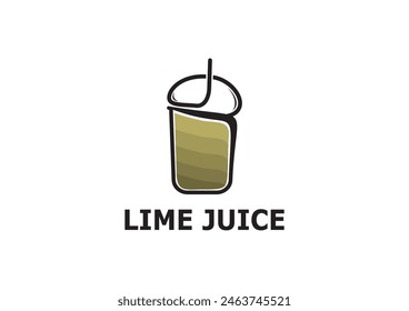 Lime juice cup vector icon logo design concept. Eps