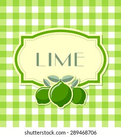 Lime label in retro style on squared background