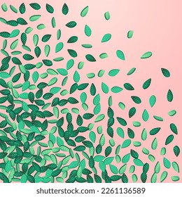 Afiche De Fondo Rosa Del Vector Swirl De Leaf Lime. Diseño de hojas borrosas. Patrón de hierbas del follaje del pantano. Concepto de Resumen de los Verdes.