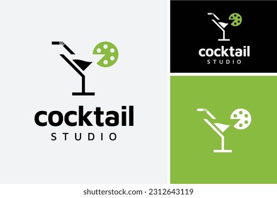 Lime Lemon Citrus Orange Fruit Film Reel with Cocktail Glass Straw for Cinema Movie Production Studio logo design