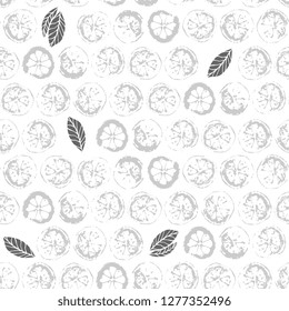 Lime or lemon seamless pattern. Print lemons. Citrus fruit background. Elements for menu, greeting cards, wrapping paper, cosmetics packaging. Gray on white background.