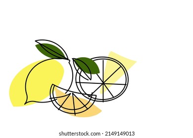 lime and lemon slice in line art