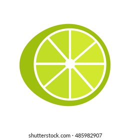 Lime lemon vector in flat style design. Fruit illustration for conceptual banners, icons, mobile app pictogram, infographic, and logotype element. Isolated on white background.     