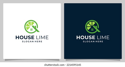 Lime Logo Design Template with house building logo vector design template.