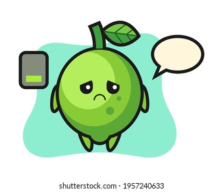 Lime mascot character doing a tired gesture, cute style design for t shirt, sticker, logo element