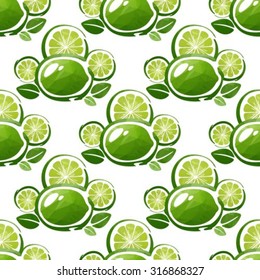 Lime on a white background. Seamless pattern.