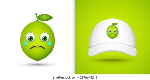 Lime on white baseball cap. Vector
