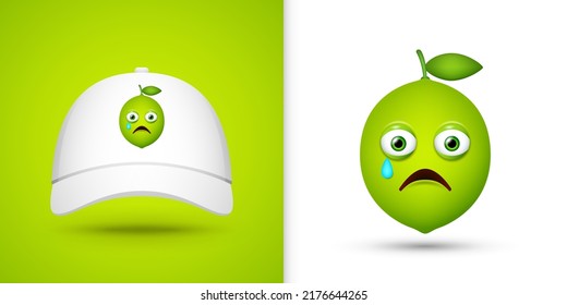 Lime on white baseball cap. Vector