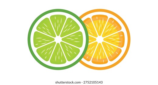 Lime and Orange Citrus Slice Illustration.