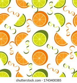 Lime and orange delicious pattern isolated on white. Vector image