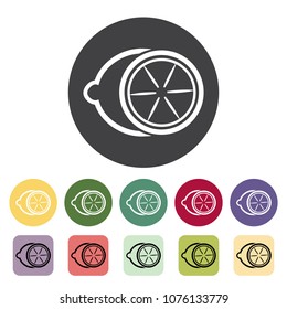 Lime outline icons collection. Vector illustration.