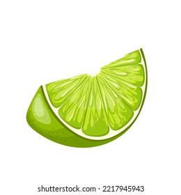 lime piece cartoon. green slice, fruit fresh, cut citrus, half food, leaf juice, tropical sour lime piece vector illustration