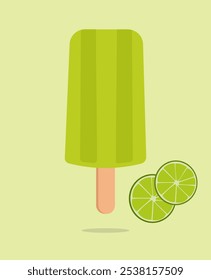 lime popsicle vector, lime ice cream illustration