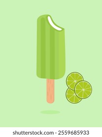 lime popsicle vector, lime slices, lime ice cream illustration