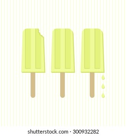 lime popsicles summertime cool dessert vector card poster centerpiece on light stripes