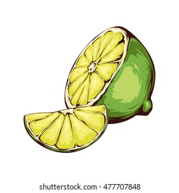 Lime retro illustration isolated on a white background