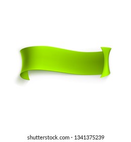 Lime ribbon banner from ribbons or paper. Scroll of parchment