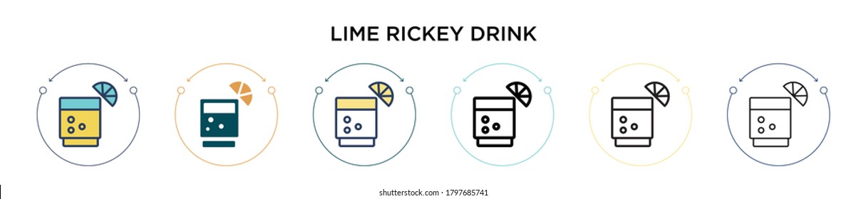 Lime rickey drink icon in filled, thin line, outline and stroke style. Vector illustration of two colored and black lime rickey drink vector icons designs can be used for mobile, ui, web