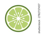 Lime Round Slice Icon Illustration Containing citrus fruit cross section, fresh lime produce, and tropical garnish