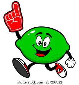Lime Running with Foam Finger