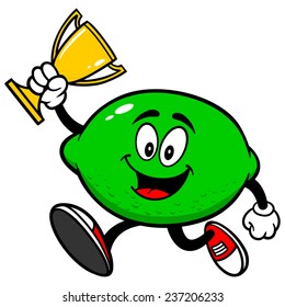 Lime Running with Trophy