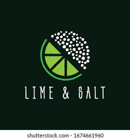 Lime & salt. Abstract image of a slice of lime and salt. It can be used as a logo sign, serve as part of the design in the graphic design of different projects