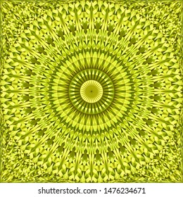 Lime seamless kaleidoscope pattern background - abstract geometric vector mandala wallpaper illustration with triangles
