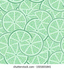 Lime seamless pattern. Fruit background. Lime slices. Set of herbal element for advertising, packaging design of mint products.