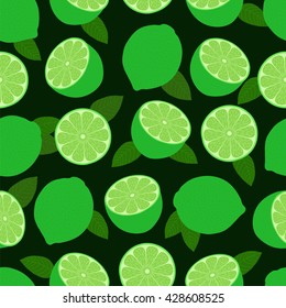 Lime seamless pattern on dark background