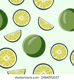 Lime seamless pattern on a solid background. Perfect for tropical-themed designs, kitchen decor, and summer-inspired projects.