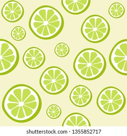 Lime seamless vector pattern. Seamless pattern with lime on light background. Fruit background. Lime slices pattern.