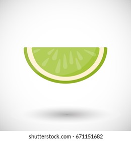 Lime segment vector flat icon, Flat design of food, drink, tequila serving and nature object with round shadow isolated on the white background, cute vector illustration with reflections