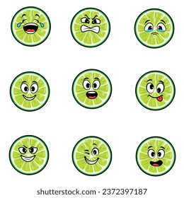  lime set cartoon vector expression