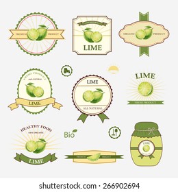 Lime, set of label design and templates, vector illustration.